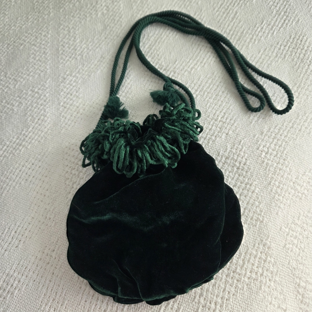 Vtg VS Green Velvet Drawstring Bag